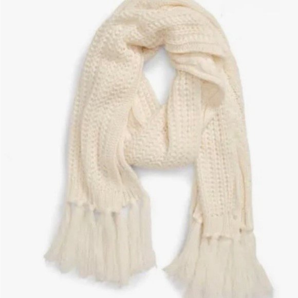 Treasure & Bond Fringe Cable Knit White Scarf NWT - Picture 1 of 4